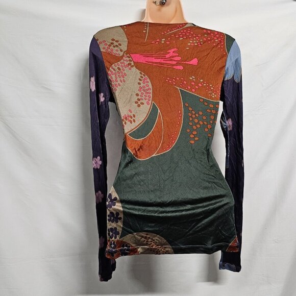 Pollini Made in Italy Cowl Neck Top Blouse Shirt Women Size 8 Long Sleeve - Picture 8 of 15